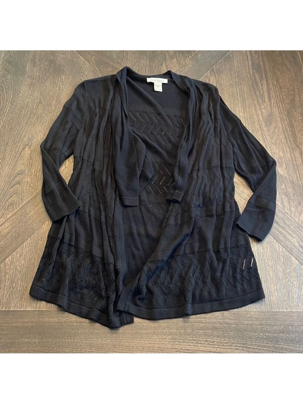 White House Black Market Black Open Front Sweater Small